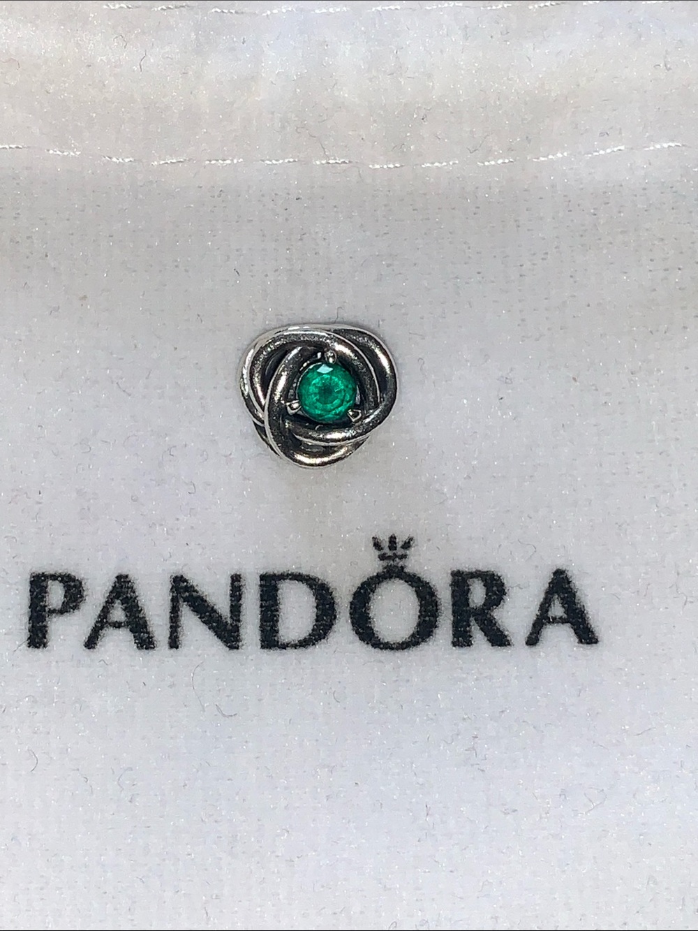Pandora Silver May Emerald Swirl Heart Charm